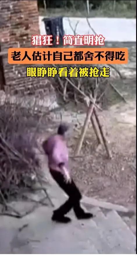 俩男子下乡偷鸡被老人发现，俩男子竟然明抢，监控拍下整个过程