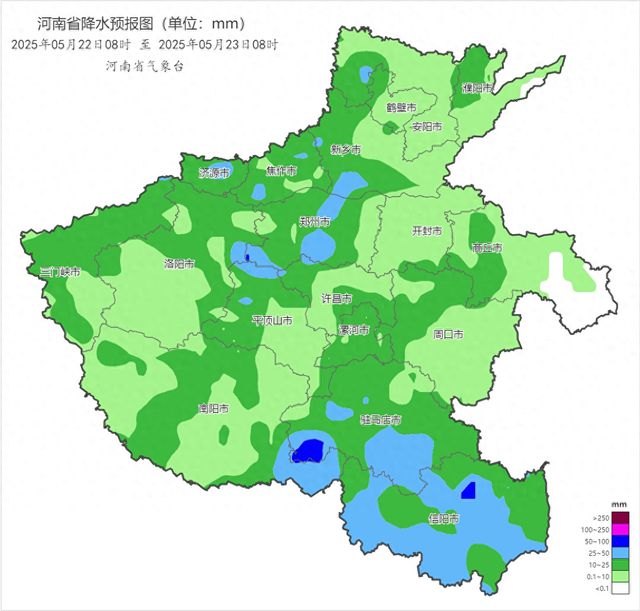 22日河南中西部南部有中到大雨 局部暴雨