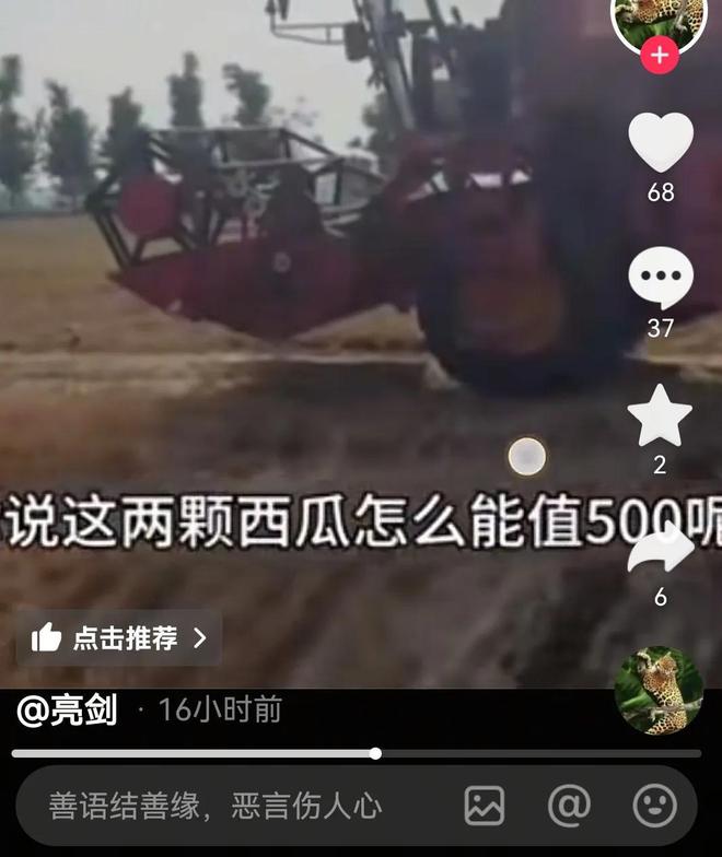 收割机压坏两棵瓜苗遭索赔1200元！瓜农：瓜生籽，籽生瓜，没多要